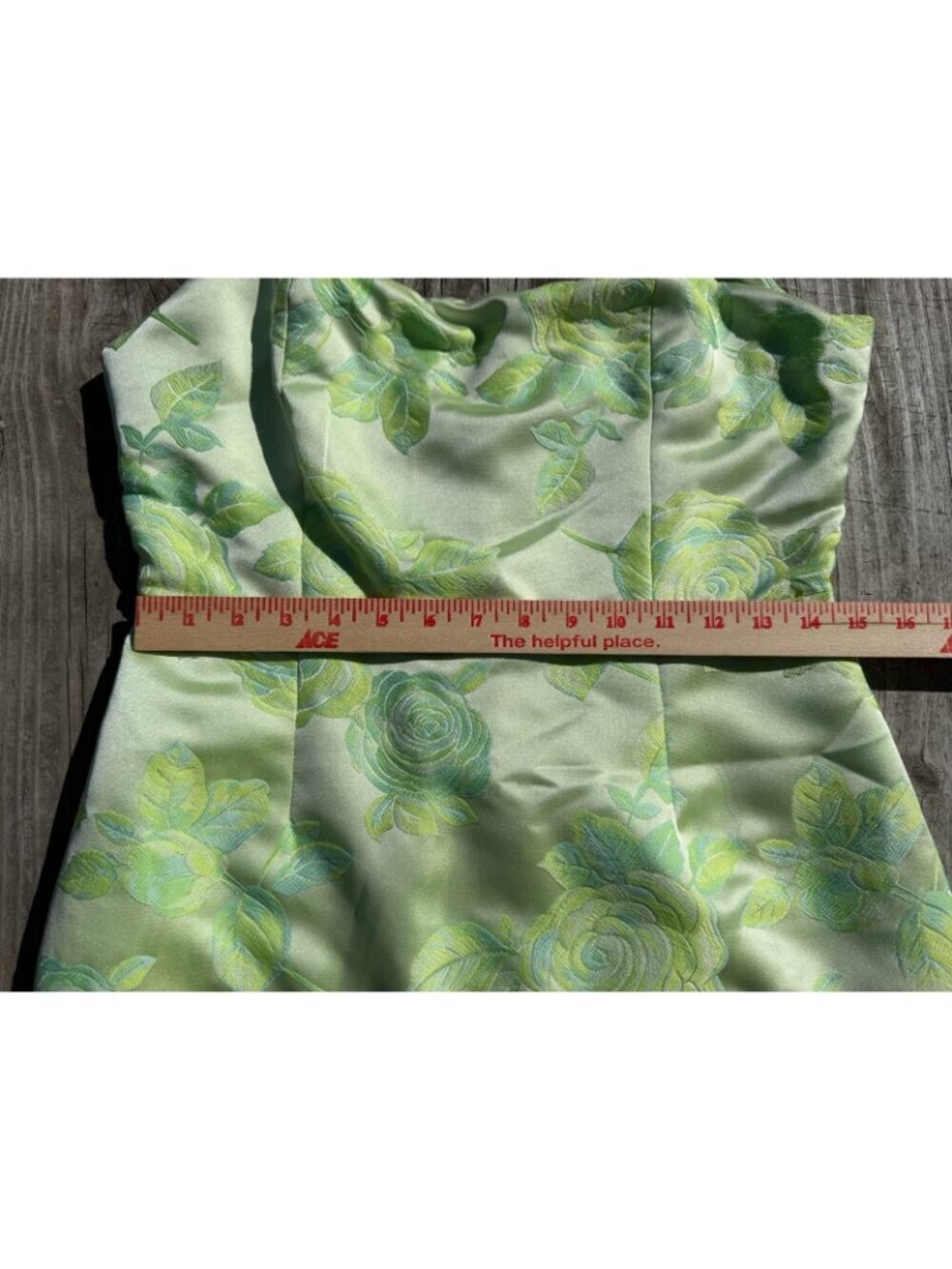 Lulus Brighter Side light green floral satin jacquard mini dress wedding M - Picture 8 of 14